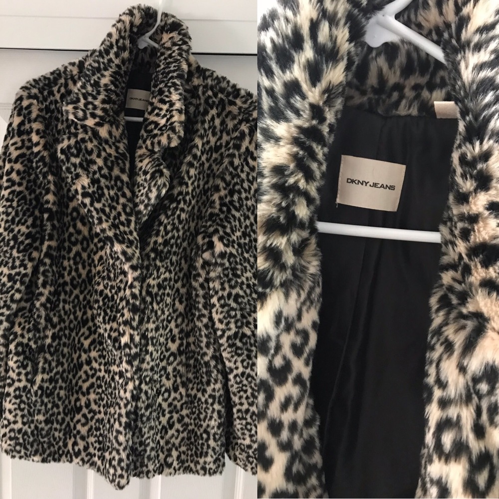 DKNY Faux Fur Leopard/Cheetah Print Jacket BNWOT